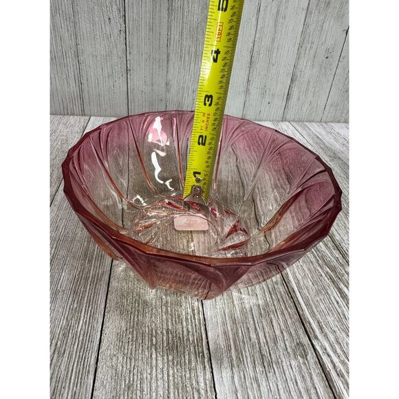Anthropologie Vintage Style Glass Salad Fruit Serving Bowl Red Ribbed 5.5" DIA - Picture 7 of 8